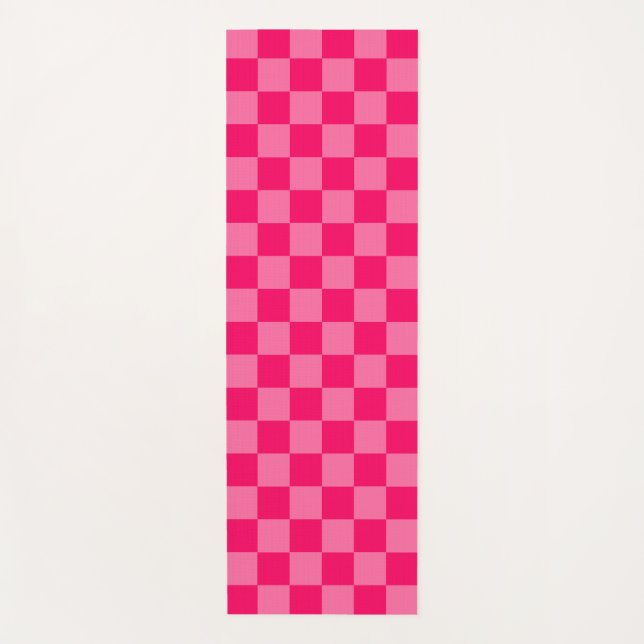 Light and Hot Pink Checker Pattern Design  Yoga Mat (Front)