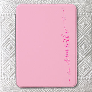 Light and Hot Pink Heart Swash Signature Name Kindle Cover