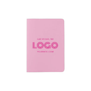 Light and Hot Pink Logo Promo  Passport Holder