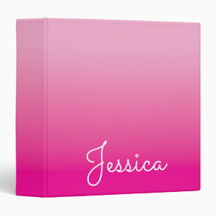 Light and Hot Pink Ombre 3 Ring Binder