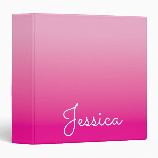 Light and Hot Pink Ombre 3 Ring Binder (Front/Spine)