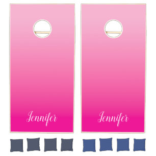 Light and Hot Pink Personalized Ombre Cornhole Set