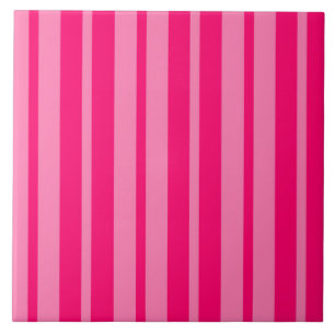Light and Hot Pink Stylish Stripes Pattern Design  Ceramic Tile