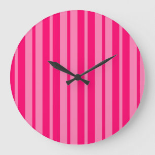 Light and Hot Pink Stylish Stripes Pattern Design  Large Clock