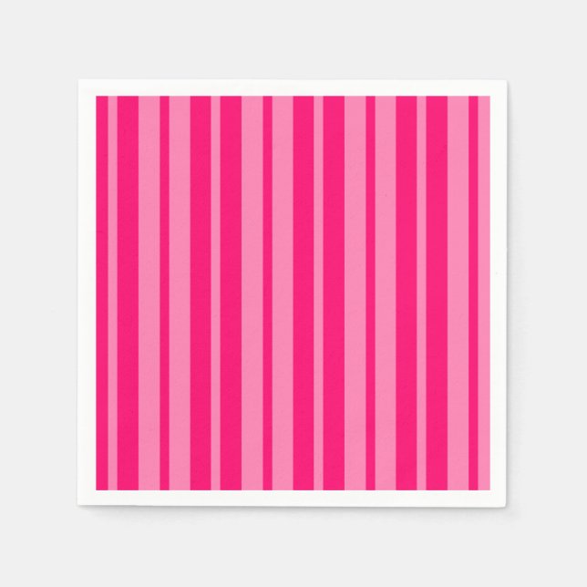 Light and Hot Pink Stylish Stripes Pattern Design  Napkins (Front)