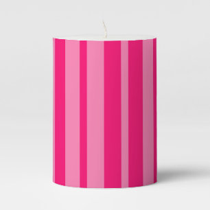 Light and Hot Pink Stylish Stripes Pattern Design  Pillar Candle
