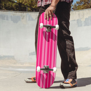 Light and Hot Pink Stylish Stripes Pattern Design Skateboard