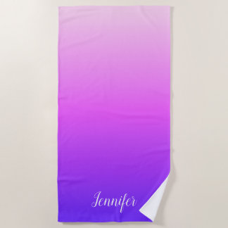 Light and Hot Pink Violet Personalized Ombre Beach Towel