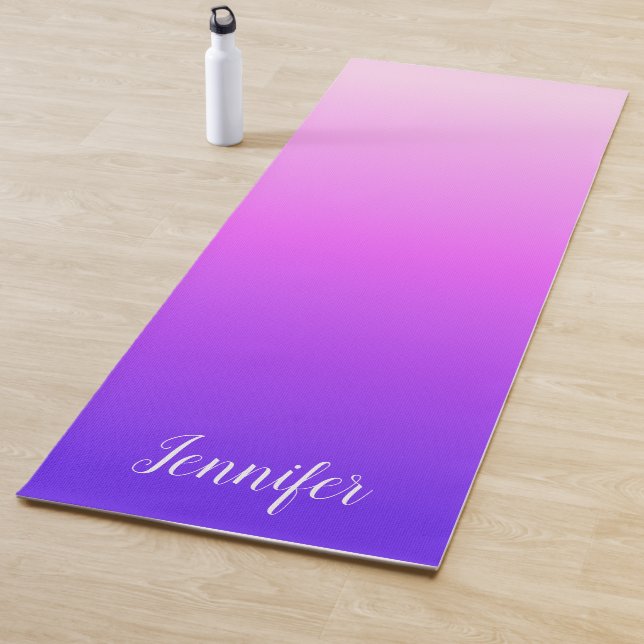 Light and Hot Pink Violet Personalized Ombre Yoga Mat (In Situ)