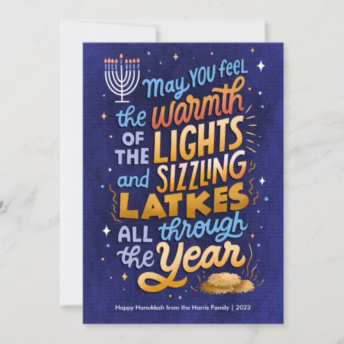 Light and Latkes Non_Photo Hanukkah  Holiday Card