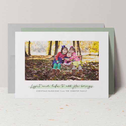 Light and life religious holiday photo card