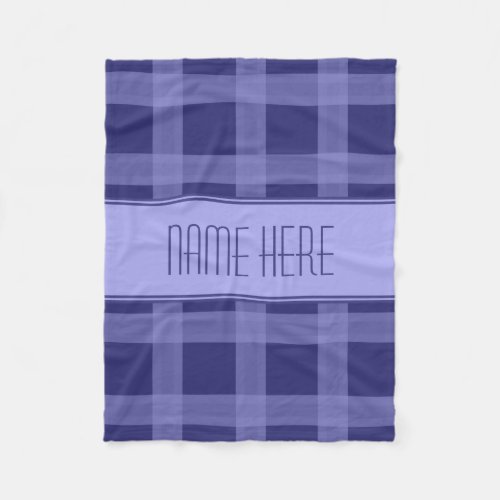 Light And Nave Blue Plaid Custom Name Blanket