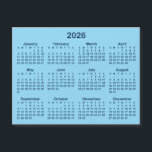 Light and Navy Blue 2026 Magnetic Calendar<br><div class="desc">Create your own solid color background 2026 calendar magnet. 
The thin magnet is a horizontal format with the 4.25" x 5.6" size.
Customize the solid white background color to create your own design.
Minimalist light and dark navy blue small magnet design for your fridge.</div>