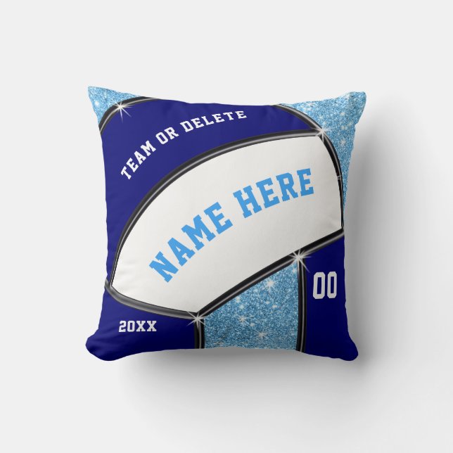 Light and Navy Blue White, Senior Volleyball Gifts Throw Pillow (Front)
