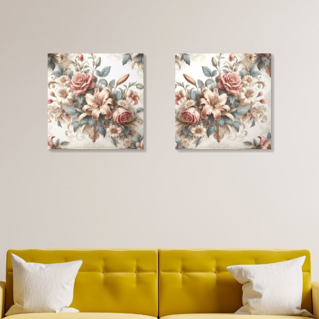 Light Antique Floral Perfection Acrylic Photo Tile (Living Room)