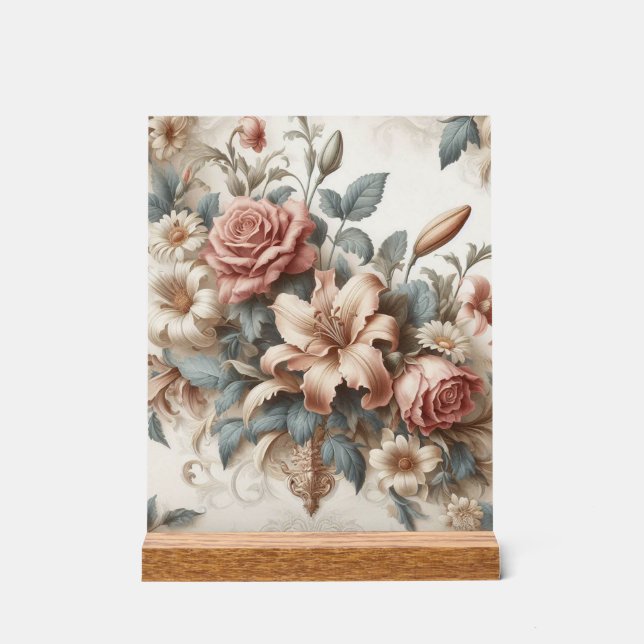 Light Antique Floral Perfection Acrylic Sign (Front)