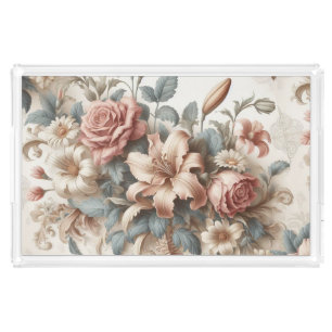 Light Antique Floral Perfection Acrylic Tray