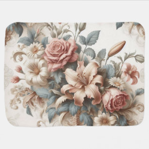 Light Antique Floral Perfection Baby Blanket