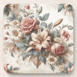 Light Antique Floral Perfection Beverage Coaster