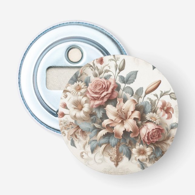 Light Antique Floral Perfection Bottle Opener (Front)