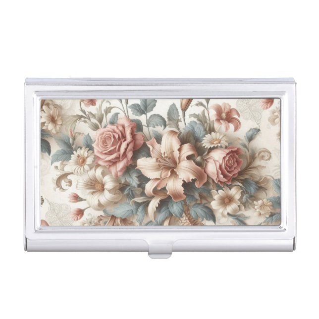 Light Antique Floral Perfection Business Card Case (Front)