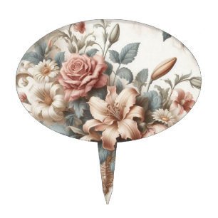 Light Antique Floral Perfection Cake Topper