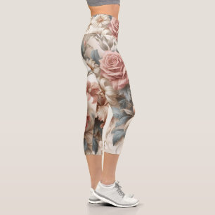 Light Antique Floral Perfection Capri Leggings