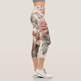 Light Antique Floral Perfection Capri Leggings