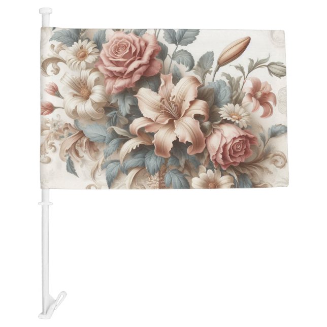 Light Antique Floral Perfection Car Flag (Front)