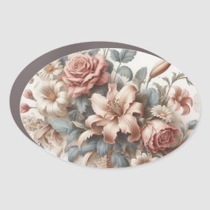 Light Antique Floral Perfection Car Magnet