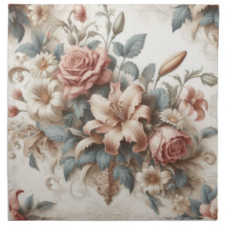 Light Antique Floral Perfection Cloth Napkin