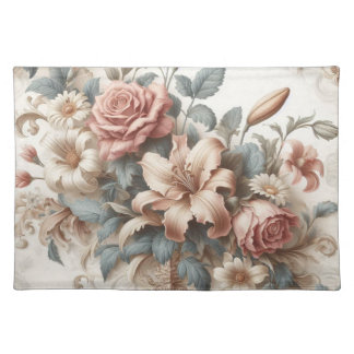 Light Antique Floral Perfection Cloth Placemat
