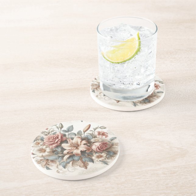 Light Antique Floral Perfection Coaster (Side)