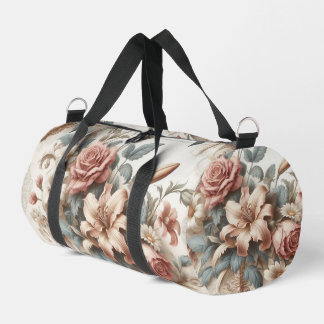 Light Antique Floral Perfection Duffle Bag