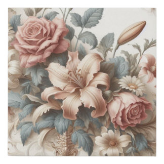 Light Antique Floral Perfection Faux Canvas Print