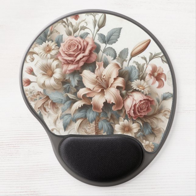 Light Antique Floral Perfection Gel Mouse Pad (Front)
