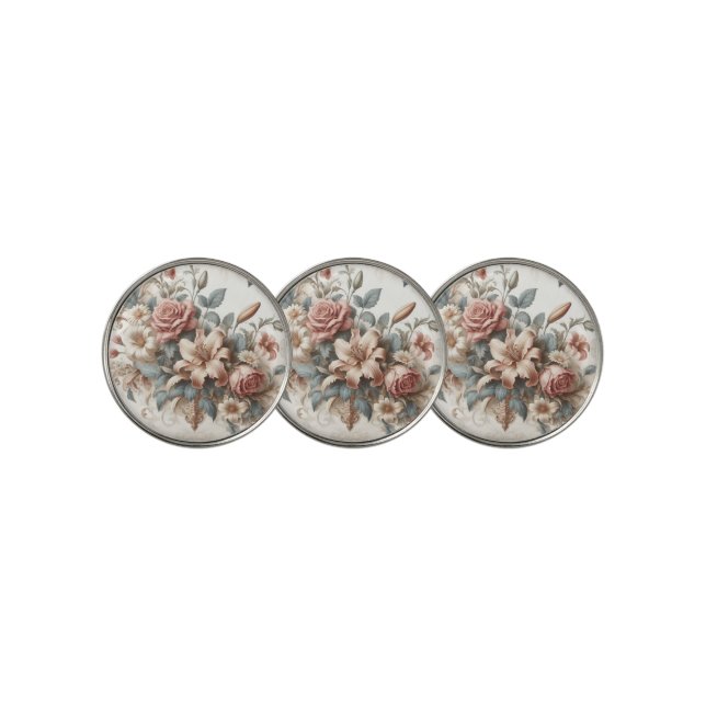 Light Antique Floral Perfection Golf Ball Marker (3 Up)