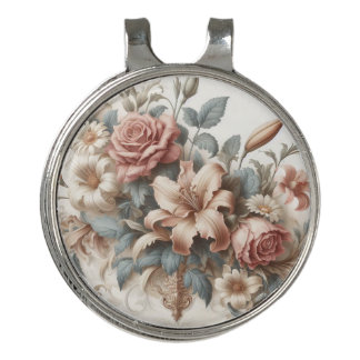 Light Antique Floral Perfection Golf Hat Clip