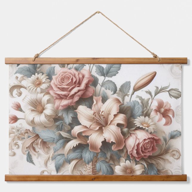 Light Antique Floral Perfection Hanging Tapestry (Front)