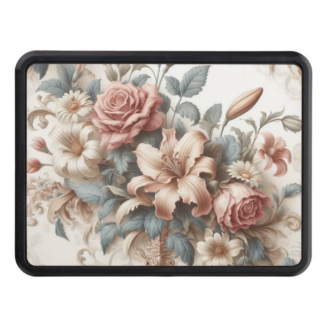 Light Antique Floral Perfection Hitch Cover (Front)