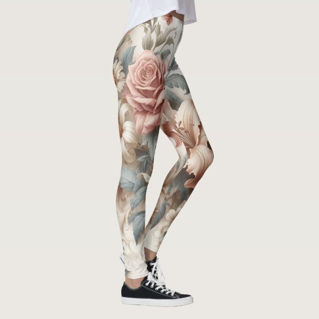 Light Antique Floral Perfection Leggings (Right)