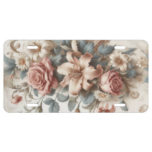 Light Antique Floral Perfection License Plate