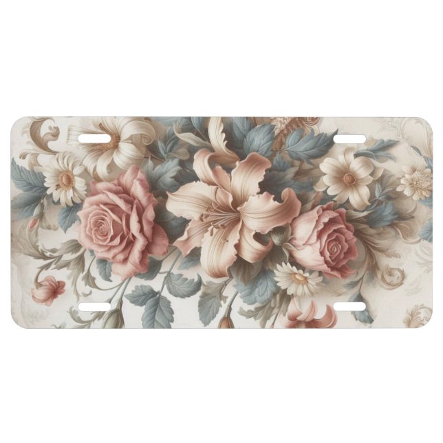 Light Antique Floral Perfection License Plate (Front)