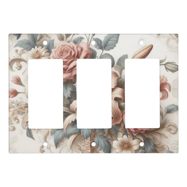 Light Antique Floral Perfection Light Switch Cover (Front)