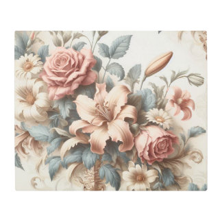 Light Antique Floral Perfection Metal Print