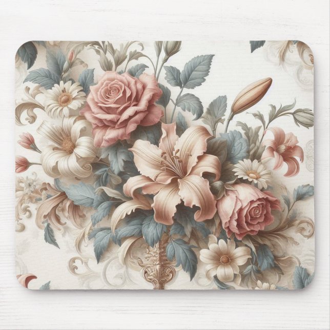 Light Antique Floral Perfection Mouse Pad (Front)