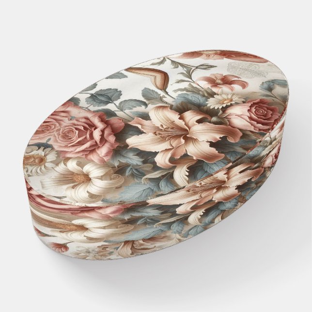 Light Antique Floral Perfection Paperweight (Angled)