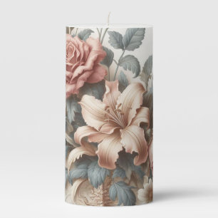 Light Antique Floral Perfection Pillar Candle