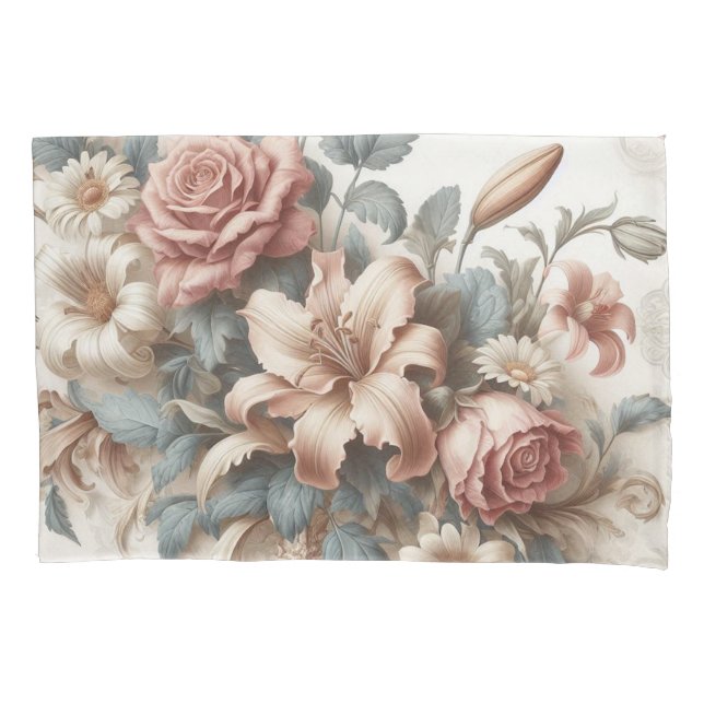 Light Antique Floral Perfection Pillow Case (Front)