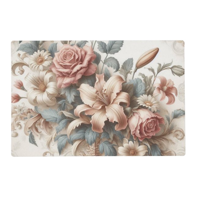 Light Antique Floral Perfection Placemat (Front)